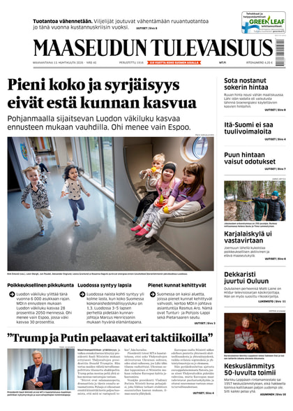 Kansikuva näköislehdelle Maaseudun Tulevaisuus