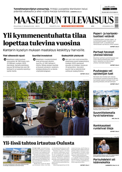 Kansikuva näköislehdelle Maaseudun Tulevaisuus