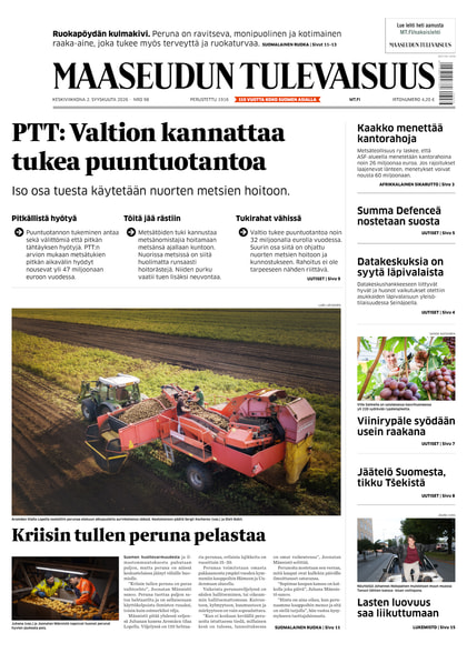 Kansikuva näköislehdelle Maaseudun Tulevaisuus