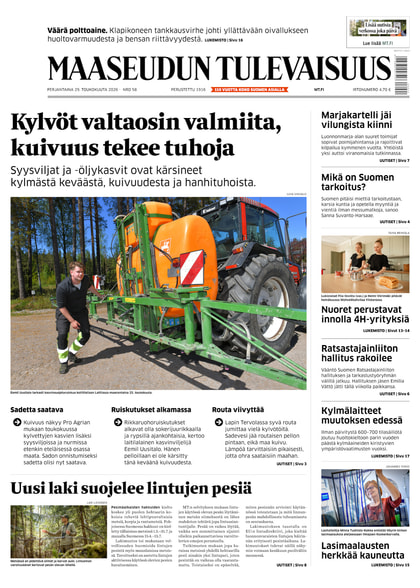 Kansikuva näköislehdelle Maaseudun Tulevaisuus