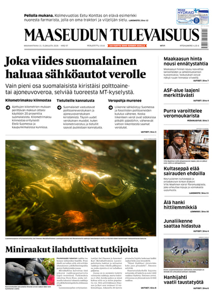 Kansikuva näköislehdelle Maaseudun Tulevaisuus