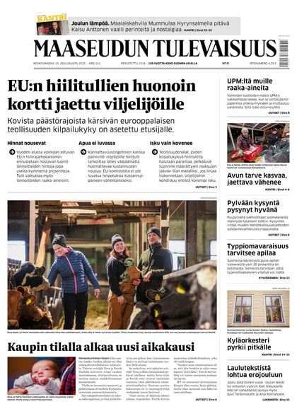 Kansikuva näköislehdelle Maaseudun Tulevaisuus