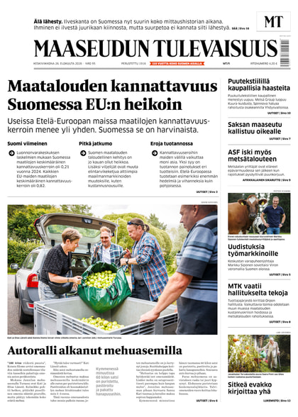Kansikuva näköislehdelle Maaseudun Tulevaisuus