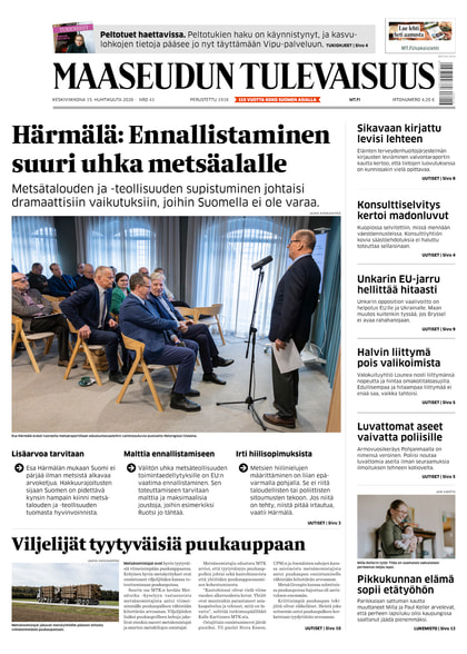 Kansikuva näköislehdelle Maaseudun Tulevaisuus