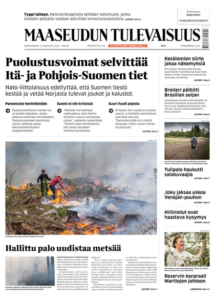 Kansikuva näköislehdelle Maaseudun Tulevaisuus