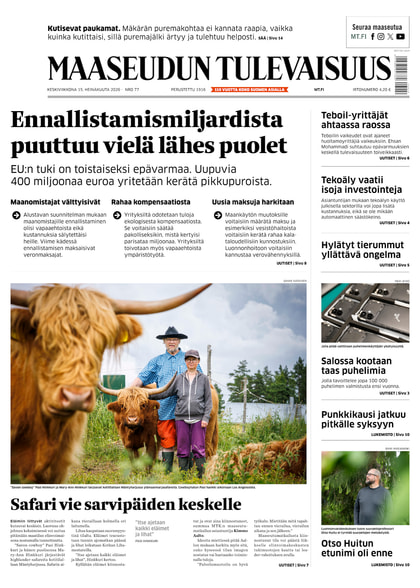Kansikuva näköislehdelle Maaseudun Tulevaisuus