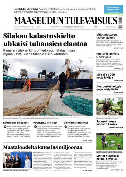 Kansikuva näköislehdelle Maaseudun Tulevaisuus