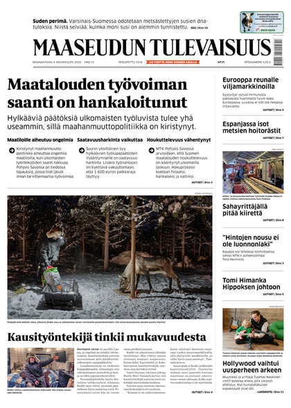 Kansikuva näköislehdelle Maaseudun Tulevaisuus