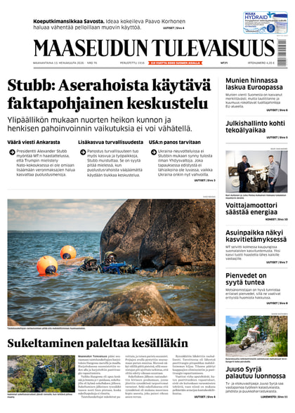 Kansikuva näköislehdelle Maaseudun Tulevaisuus